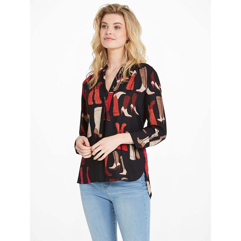 Nic + Zoe women's These Boots Print Blouse Size XS $190